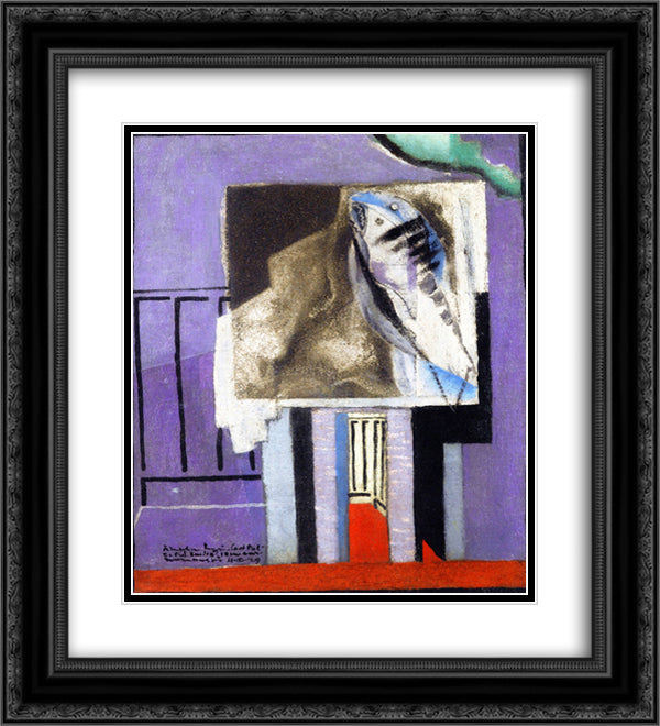 Still LIfe in front of the Balcony 20x22 Black Ornate Wood Framed Art Print Poster with Double Matting by Marcoussis, Louis