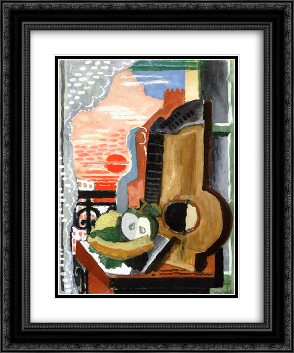 Still LIfe in front of the Window 20x24 Black Ornate Wood Framed Art Print Poster with Double Matting by Marcoussis, Louis