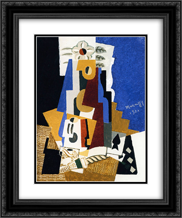 Still LIfe with Ace of Spades 20x24 Black Ornate Wood Framed Art Print Poster with Double Matting by Marcoussis, Louis