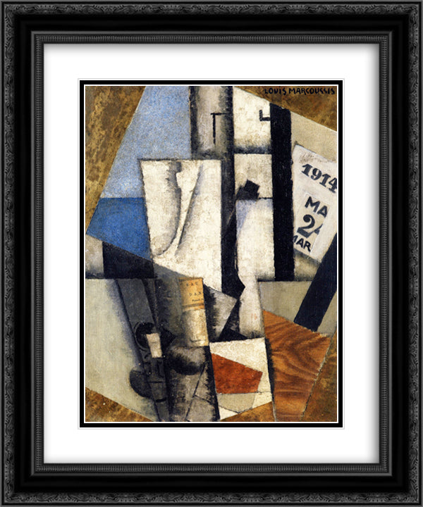 Still Life with Ephemeris 20x24 Black Ornate Wood Framed Art Print Poster with Double Matting by Marcoussis, Louis