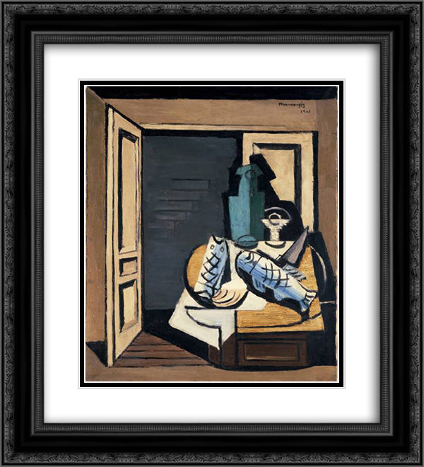 The Open Door 20x22 Black Ornate Wood Framed Art Print Poster with Double Matting by Marcoussis, Louis