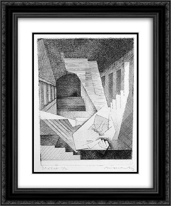 Un Reve (A Dream) 20x24 Black Ornate Wood Framed Art Print Poster with Double Matting by Marcoussis, Louis