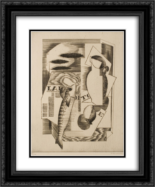 Viareggio (La depeche de Toulouse) 20x24 Black Ornate Wood Framed Art Print Poster with Double Matting by Marcoussis, Louis