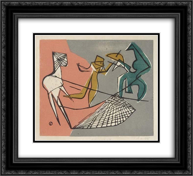 Aerial Act 22x20 Black Ornate Wood Framed Art Print Poster with Double Matting by Schanker, Louis
