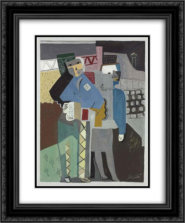Beggars 20x24 Black Ornate Wood Framed Art Print Poster with Double Matting by Schanker, Louis