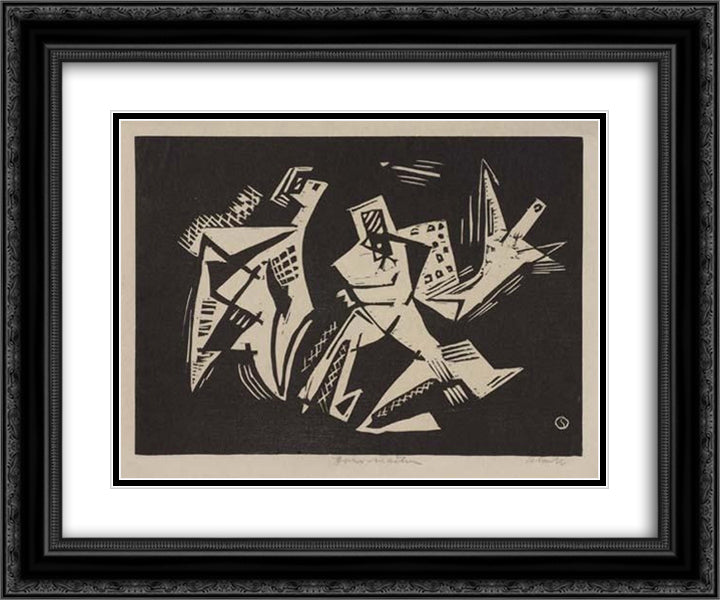 Forms in Action 24x20 Black Ornate Wood Framed Art Print Poster with Double Matting by Schanker, Louis