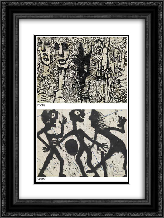 Amants, venezLe coup d'envoi 18x24 Black Ornate Wood Framed Art Print Poster with Double Matting by Soutter, Louis