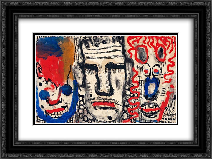 Masks 24x18 Black Ornate Wood Framed Art Print Poster with Double Matting by Soutter, Louis