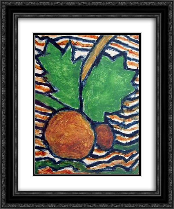 Pruneaux, Tranche, Feuille 20x24 Black Ornate Wood Framed Art Print Poster with Double Matting by Soutter, Louis