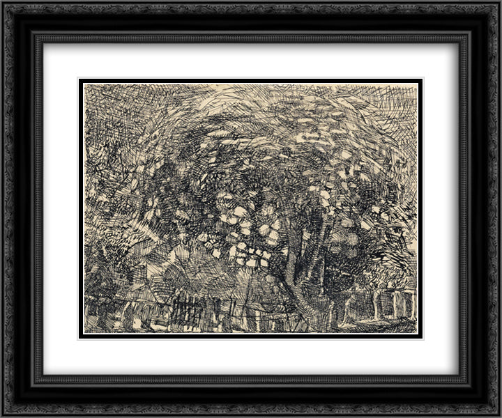 Sureau en fleurs 24x20 Black Ornate Wood Framed Art Print Poster with Double Matting by Soutter, Louis