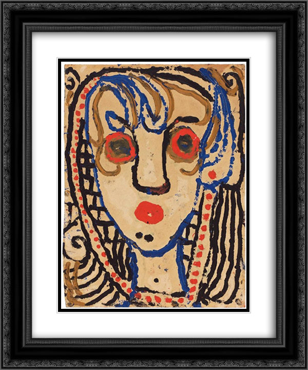 Tete de femme de face - La Cruche saigne 20x24 Black Ornate Wood Framed Art Print Poster with Double Matting by Soutter, Louis