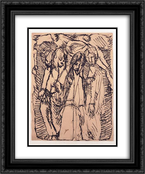 Trois Personnages 20x24 Black Ornate Wood Framed Art Print Poster with Double Matting by Soutter, Louis