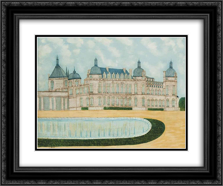 Le Chateau de Saint-Germain 24x20 Black Ornate Wood Framed Art Print Poster with Double Matting by Vivin, Louis