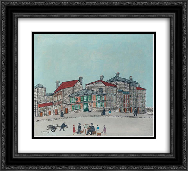 Le peintre a Montmartre 22x20 Black Ornate Wood Framed Art Print Poster with Double Matting by Vivin, Louis