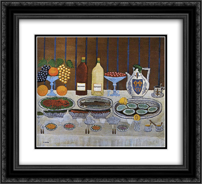 Still Life 22x20 Black Ornate Wood Framed Art Print Poster with Double Matting by Vivin, Louis