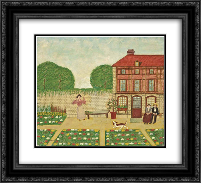 Trois personnages avec un chien 22x20 Black Ornate Wood Framed Art Print Poster with Double Matting by Vivin, Louis