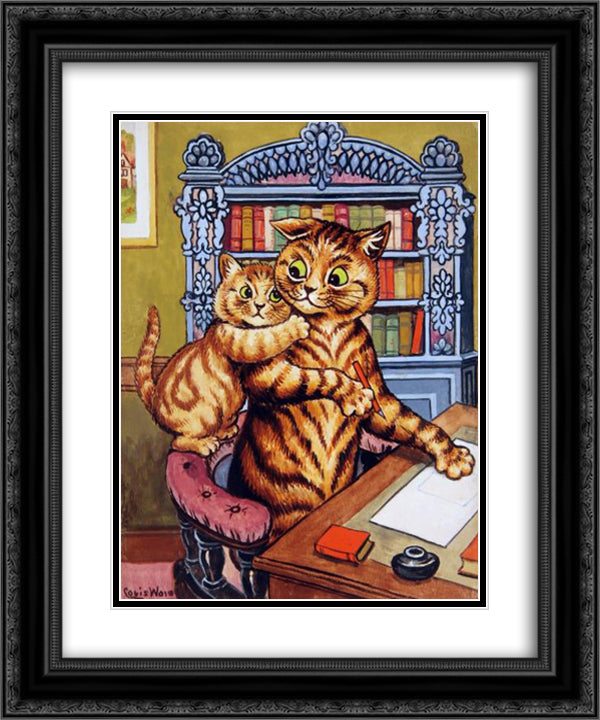 DADDY CAN YOU LET ME PASS ON YOUR LOVE TO MOTHER FROM ME 20x24 Black Ornate Wood Framed Art Print Poster with Double Matting by Wain, Louis