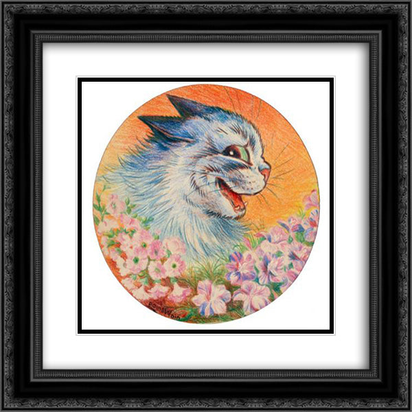 FLOWERS FOR YOU 20x20 Black Ornate Wood Framed Art Print Poster with Double Matting by Wain, Louis