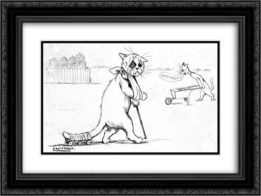 FTER THE FOOTBALL MATCH YOU ARE NOT LUCKY, BUT A BETTER TIME IS COMING 24x18 Black Ornate Wood Framed Art Print Poster with Double Matting by Wain, Louis