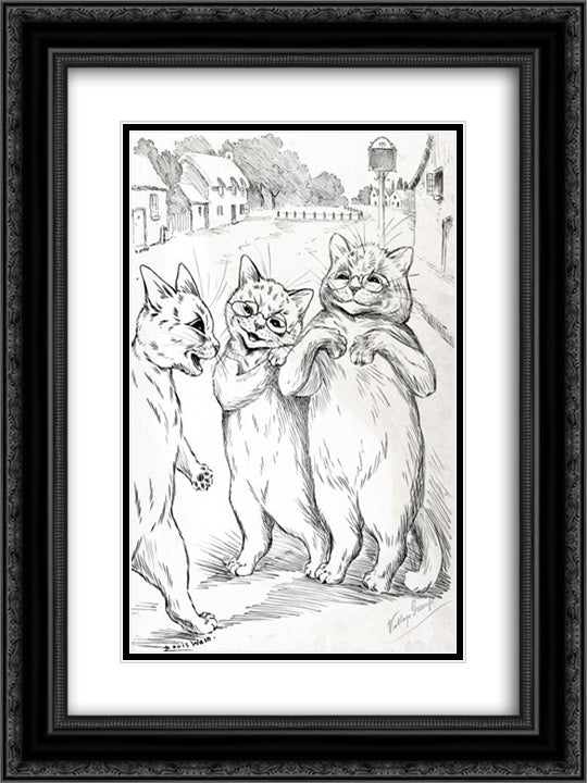THE CONFIDENCE TRICK BAFFLED SHARP CAT 18x24 Black Ornate Wood Framed Art Print Poster with Double Matting by Wain, Louis