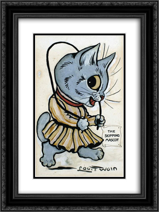 THE SKIPPING MASCOT 18x24 Black Ornate Wood Framed Art Print Poster with Double Matting by Wain, Louis