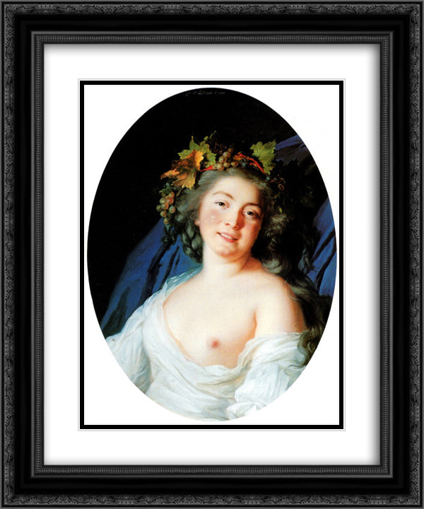 Bacchante 20x24 Black Ornate Wood Framed Art Print Poster with Double Matting by Vigee Le Brun, Louise Elisabeth