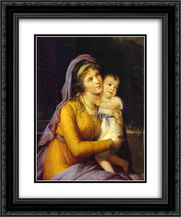 Baroness Anna Sergeevna Stroganova and Her Son Sergey 20x24 Black Ornate Wood Framed Art Print Poster with Double Matting by Vigee Le Brun, Louise Elisabeth