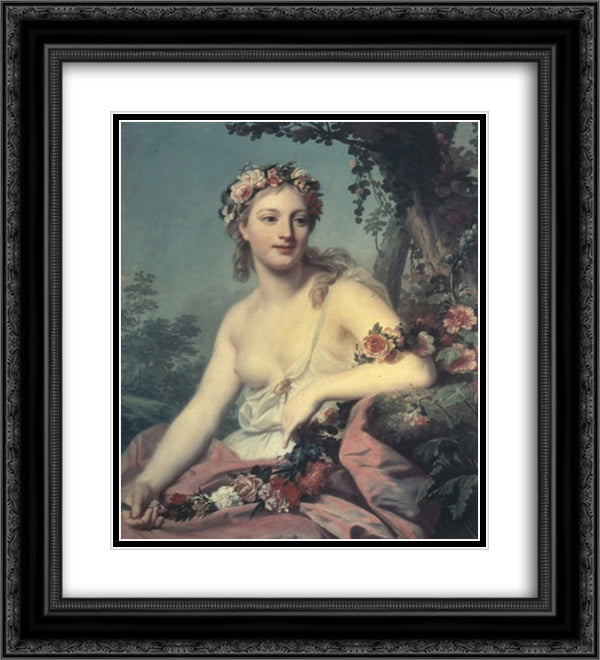 Flora 20x22 Black Ornate Wood Framed Art Print Poster with Double Matting by Vigee Le Brun, Louise Elisabeth