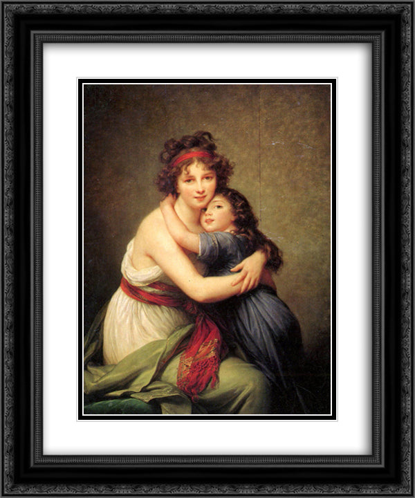 Madame Vigee Lebrun and her daughter, Jeanne Lucie Louise 20x24 Black Ornate Wood Framed Art Print Poster with Double Matting by Vigee Le Brun, Louise Elisabeth