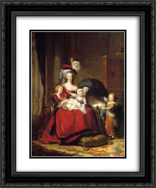 Marie Antoinette and her Children 20x24 Black Ornate Wood Framed Art Print Poster with Double Matting by Vigee Le Brun, Louise Elisabeth