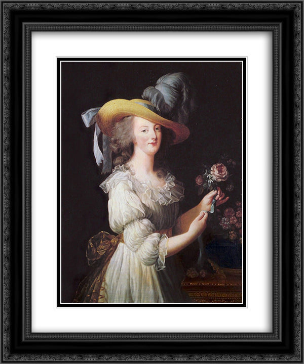 Marie Antoinette in a Muslin dress 20x24 Black Ornate Wood Framed Art Print Poster with Double Matting by Vigee Le Brun, Louise Elisabeth