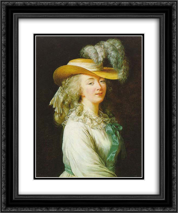 Portrait of Madame du Barry 20x24 Black Ornate Wood Framed Art Print Poster with Double Matting by Vigee Le Brun, Louise Elisabeth