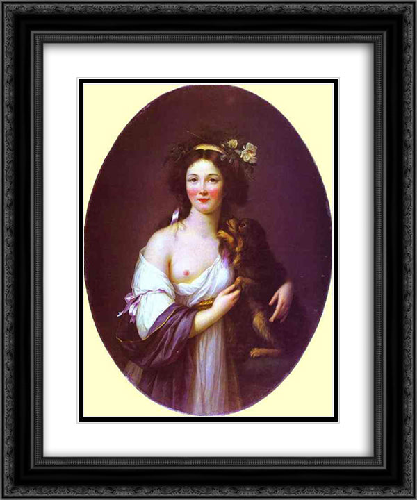 Portrait of Mme D'Aguesseau 20x24 Black Ornate Wood Framed Art Print Poster with Double Matting by Vigee Le Brun, Louise Elisabeth