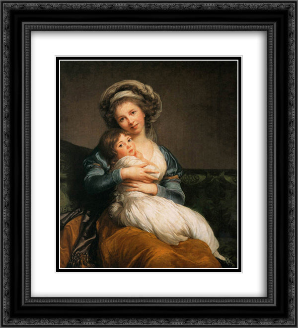 Self Portrait with Her Daughter, Julie 20x22 Black Ornate Wood Framed Art Print Poster with Double Matting by Vigee Le Brun, Louise Elisabeth