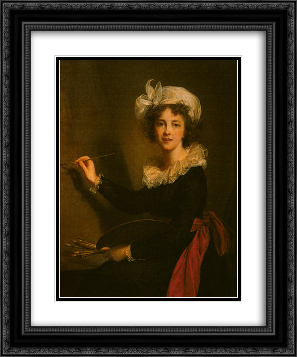 Self-portrait 20x24 Black Ornate Wood Framed Art Print Poster with Double Matting by Vigee Le Brun, Louise Elisabeth