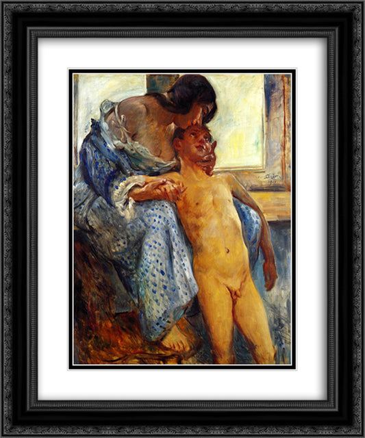 A Mother's Love 20x24 Black Ornate Wood Framed Art Print Poster with Double Matting by Corinth, Lovis