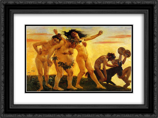 Baccants Returning Home 24x18 Black Ornate Wood Framed Art Print Poster with Double Matting by Corinth, Lovis