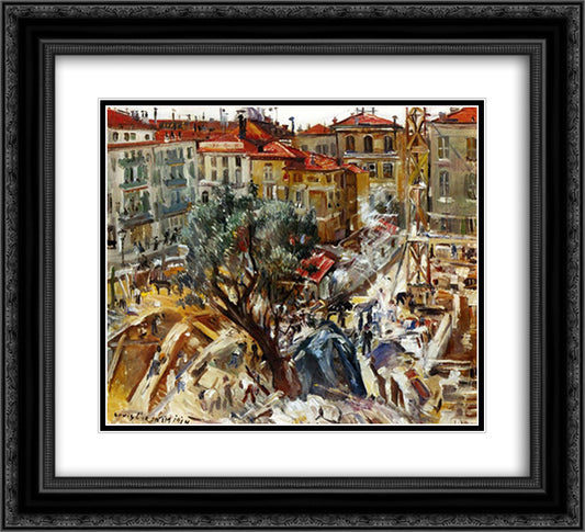 Building under Construction in Monte Carlo 22x20 Black Ornate Wood Framed Art Print Poster with Double Matting by Corinth, Lovis