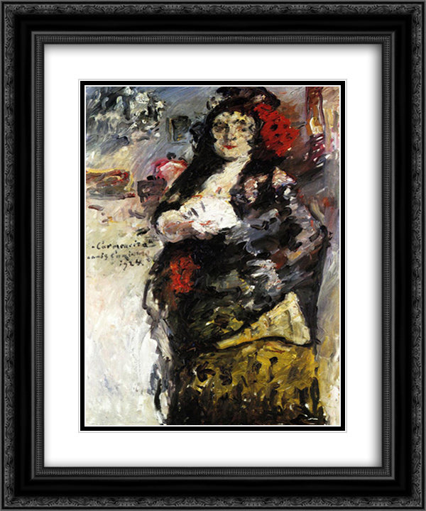 Carmencita 20x24 Black Ornate Wood Framed Art Print Poster with Double Matting by Corinth, Lovis