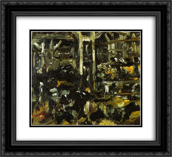 Cowshed 22x20 Black Ornate Wood Framed Art Print Poster with Double Matting by Corinth, Lovis