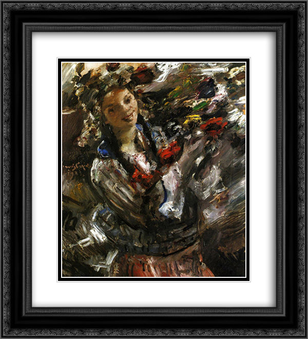 Flora 20x22 Black Ornate Wood Framed Art Print Poster with Double Matting by Corinth, Lovis