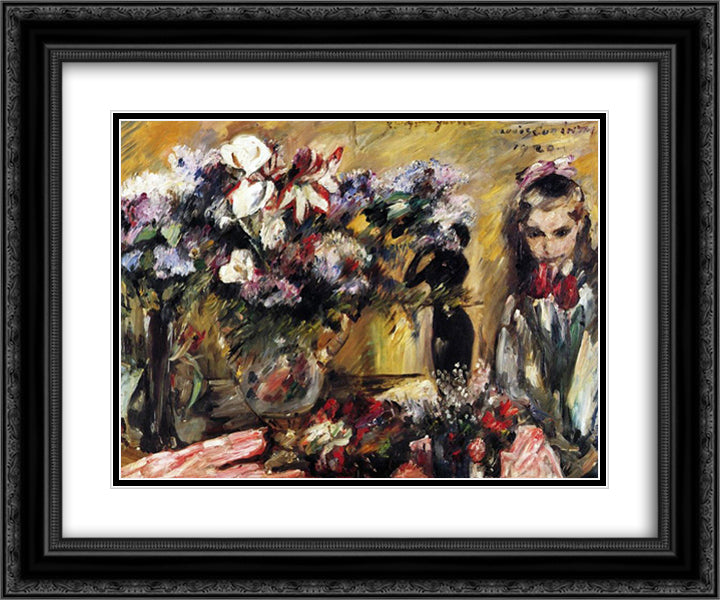 Flowers and Wilhelmine 24x20 Black Ornate Wood Framed Art Print Poster with Double Matting by Corinth, Lovis