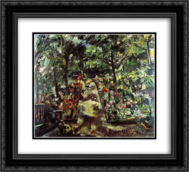 Garden in the West End of Berlin 22x20 Black Ornate Wood Framed Art Print Poster with Double Matting by Corinth, Lovis