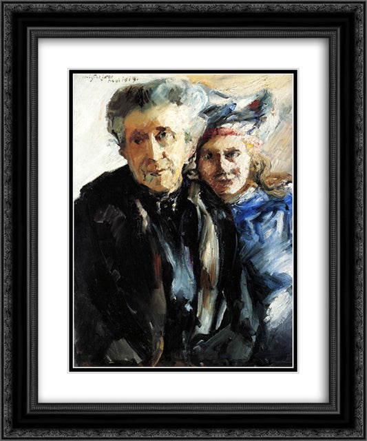 Grandmother and Granddaughter 20x24 Black Ornate Wood Framed Art Print Poster with Double Matting by Corinth, Lovis