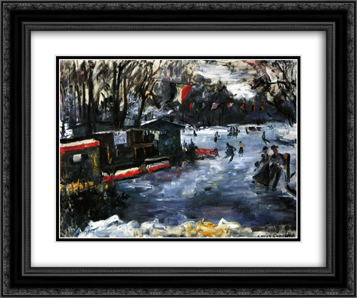 Ice Skating Rink in The Tiergarten-Berlin 24x20 Black Ornate Wood Framed Art Print Poster with Double Matting by Corinth, Lovis