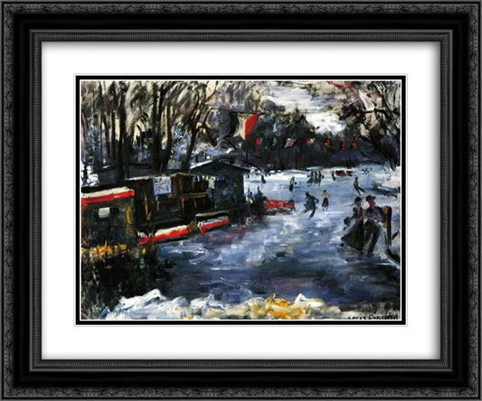 Ice Skating Rink in The Tiergarten-Berlin 24x20 Black Ornate Wood Framed Art Print Poster with Double Matting by Corinth, Lovis
