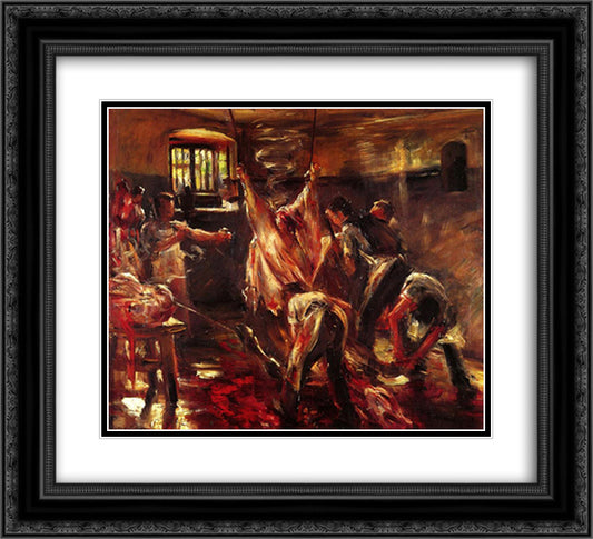 In the Slaughter House 22x20 Black Ornate Wood Framed Art Print Poster with Double Matting by Corinth, Lovis