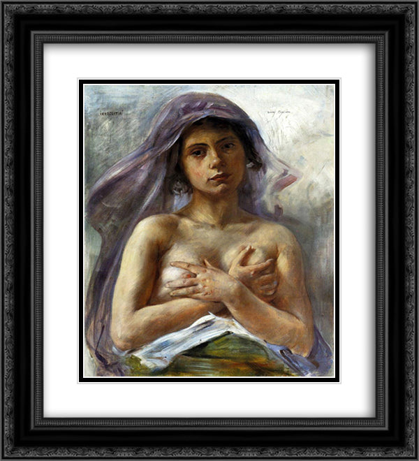 Innocentia 20x22 Black Ornate Wood Framed Art Print Poster with Double Matting by Corinth, Lovis