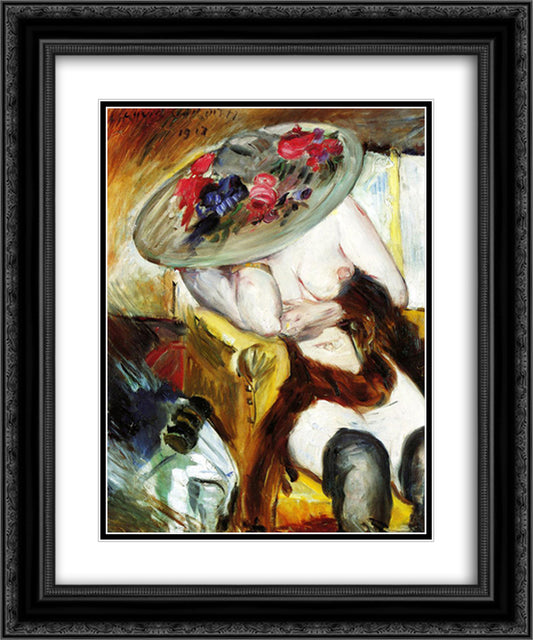 Italian Woman in a Yellow Chair 20x24 Black Ornate Wood Framed Art Print Poster with Double Matting by Corinth, Lovis