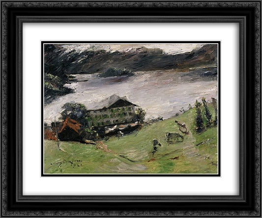 Landscape at the Walchensee 24x20 Black Ornate Wood Framed Art Print Poster with Double Matting by Corinth, Lovis